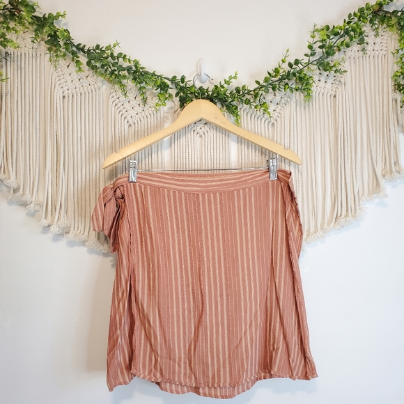 AMERICAN EAGLE Pink Striped Wrap Button Tie Mini Skirt sz L - Picture 4 of 7